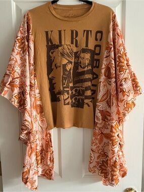 Custom Upcycled Kurt Cobain Poncho Top OSFM